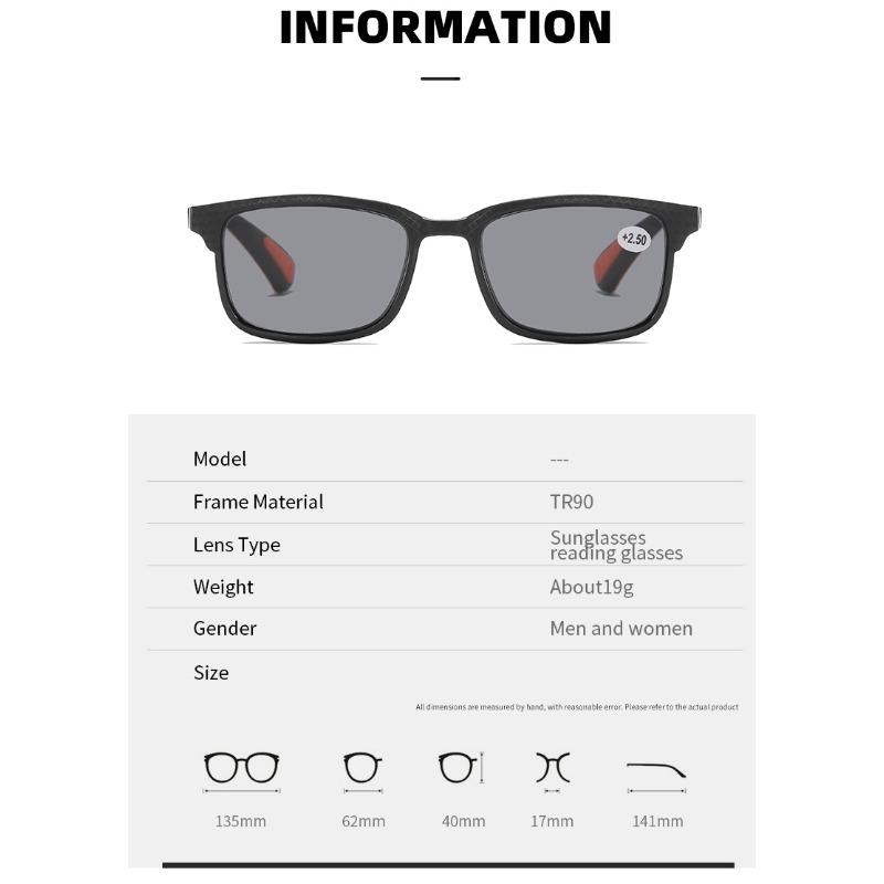 Men's Classic Square Frame Reading Glasses Sunglasses Neutral New Fashion High-definition Anti-blue Light Presbyopia Glasses
