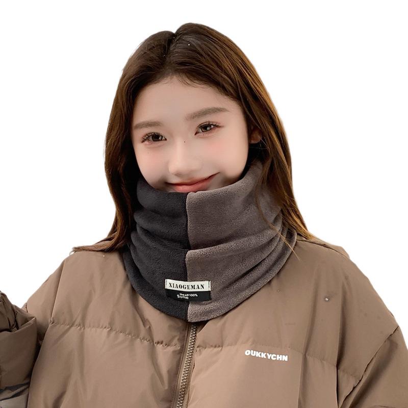 SAYI Winter Double-Layer Warm Neck Gaiter: Unisex Color Block Pullover Scarf for Cycling & Cold Protection