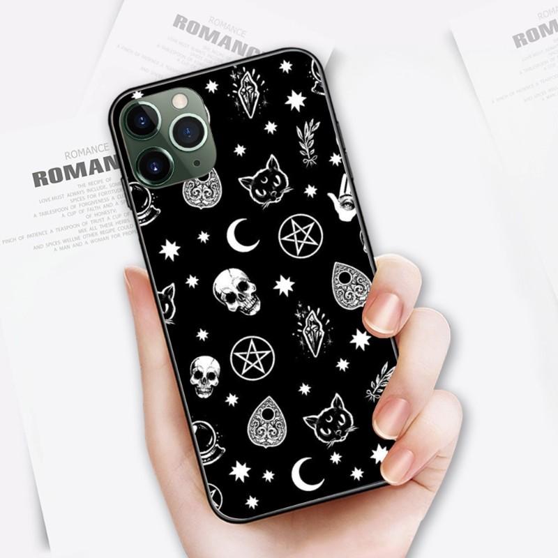 Witches Moon Tarot Čarodějnický obal na telefon pro iPhone 14 13 12 11 XS X 8 7 6 Plus Mini Pro Max SE 2022 Měkký černý kryt na telefon