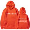 Freedom Letter Hoodies Autumn Winter Fleece Casual Sweatshirt Hooded Top for Women Men Hoodie