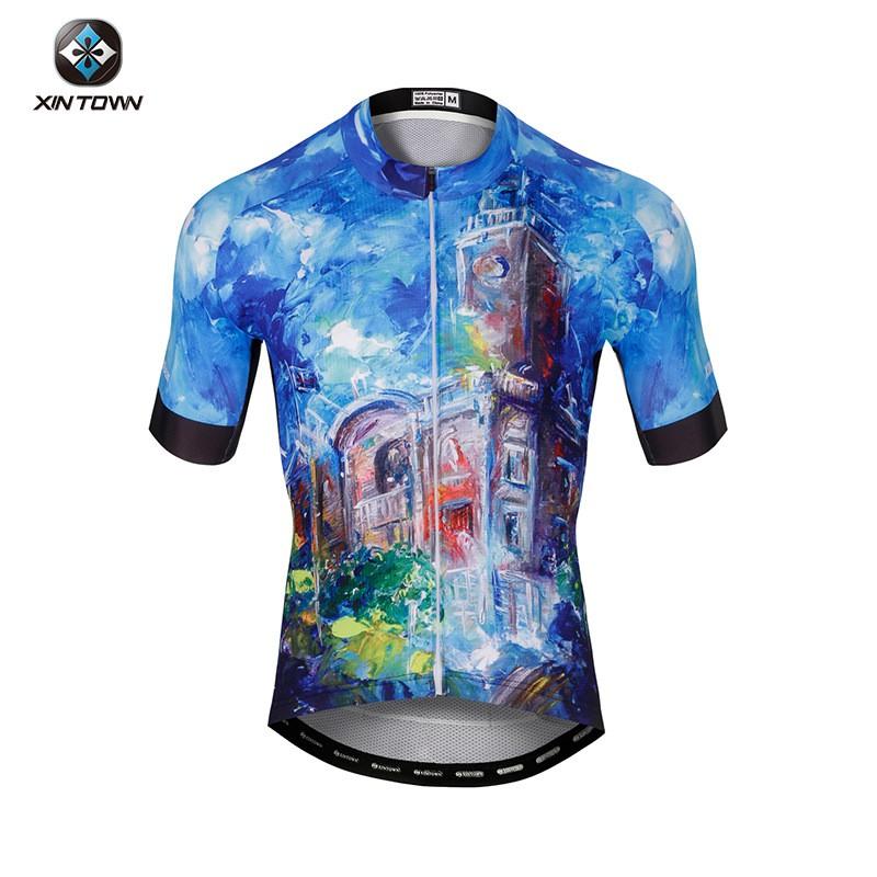 XINTOWN Mens Short Sleeve Cycling Set Quick Dry Bicycle Jersey Riding Sportswear