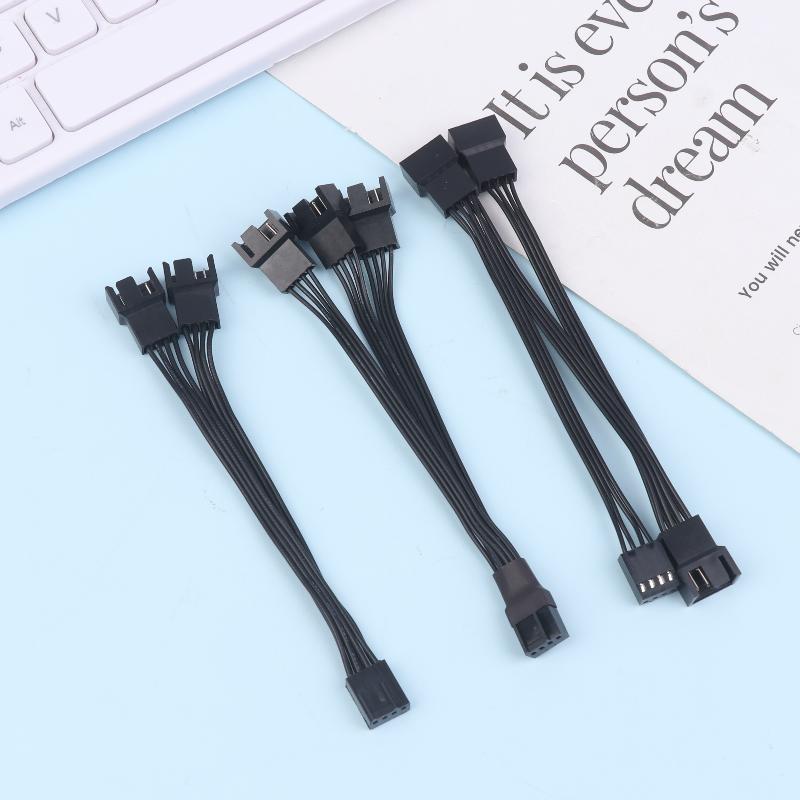 4Pin Pwm Fan Cable 1 To 2/3 Ways Splitter Black Sleeved Extension Cable Connector Pwm Extension Cables