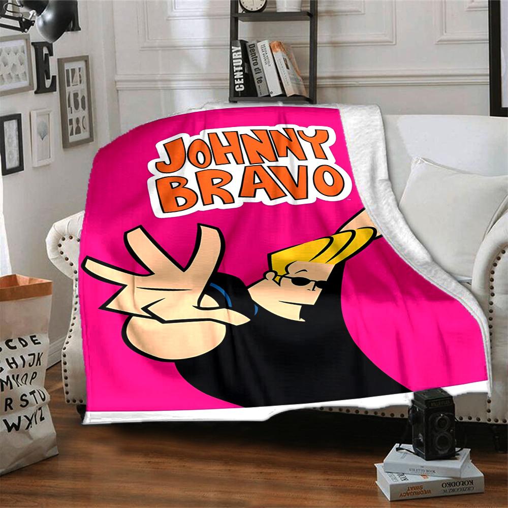 Johnny Bravo Theme Printed Blanket - Perfect for Couch, Bed, Travel & Outdoor Use | Machine Washable, Cozy & Durable.