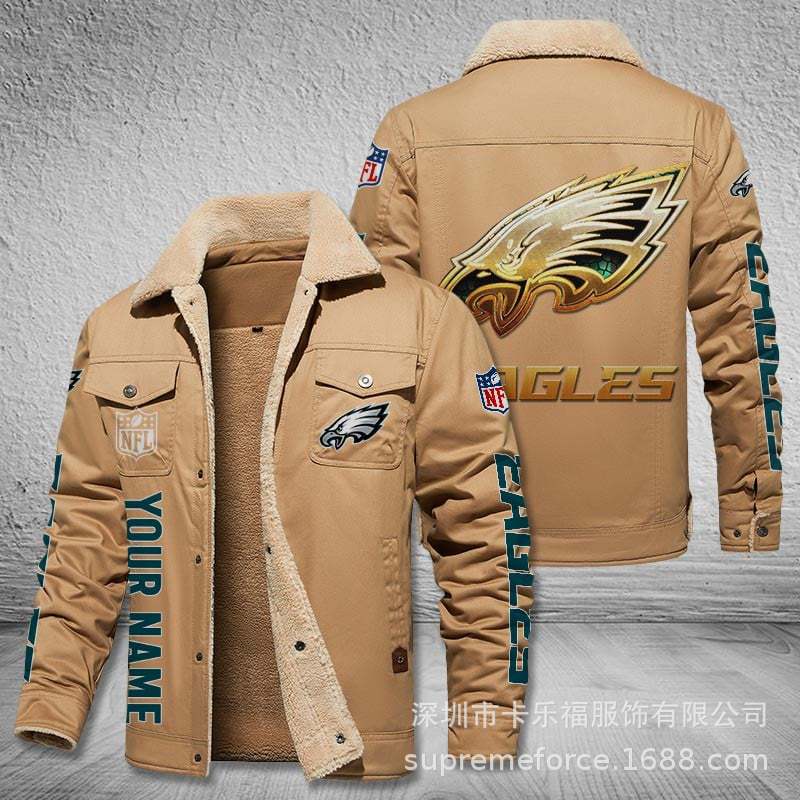 American football team football jersey Philadelphia Eagles jersey autumn and winter velvet cotton jersey sports jacket men's jacket