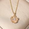 Flower Shaped Pendant Necklace for Women Golden Stainless Steel Clavicle Chain Wedding Party Daily Wear Jewelry Accessories