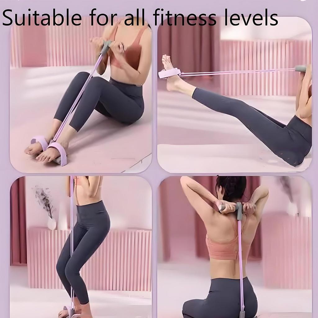 Elastic foot pedal tension belt (with handle) Six-tube multi-function women's full body training elastic belt, blue