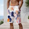 Men s Plus Size Multicolor Printed Beach Shorts Drawstring Waist Side Pockets Straight Leg