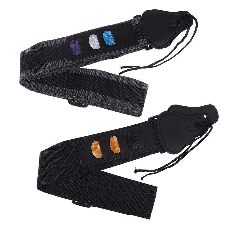 Adjustable Electric Guitar Strap With 3 Guitar Picks Holders Pu Leather Ends Acoustic Guitar Bass Strap Belt Accessories