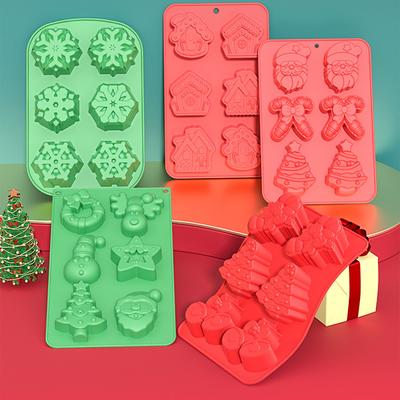 Moule de Cuisson en Silicone de Noël Moule de Cuisson pour Chocolat Moule Père Noël Arbre de Noël pour Pudding, Glaçons, Savon Fait Main Décoration de Gâteau