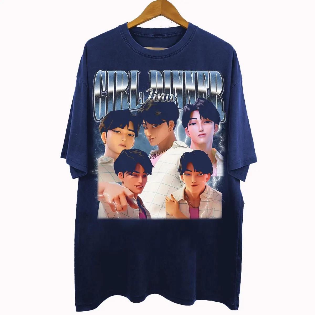 

Vintage 90s Bootleg Style Jinu Girl Dinner Kpop Demon Hunters T-shirt Jinu Villain Saja Boys Gifts For Man Women Unisex T-shirt 2XL