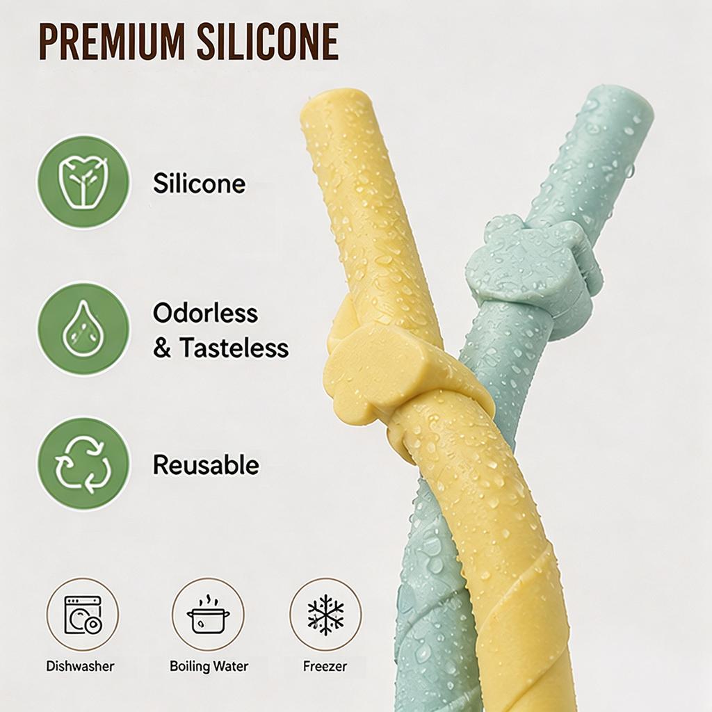 5/10Pcs Reusable Silicone Straw with 1 Cleaning Brush, 6.1inch Long Silicone Straws, Premium Soft Flexible Straw for Tea Juice