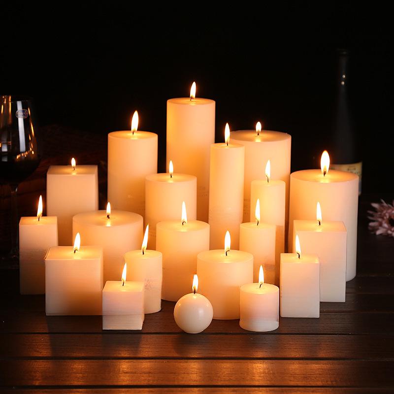 Classic Ivory Smokeless White Cylindrical Wedding Candles for Home and Restaurant Decor - Free Shipping