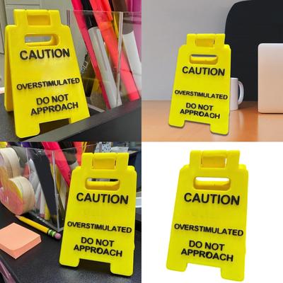 Overstimulated Do Not Approach Caution Sign Novelty Decorative Note Sign Desk Decoration For Office Workers Employee