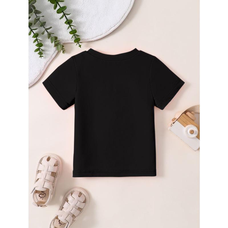 Kids Summer Crew Neck Short Sleeve T-Shirt with Cartoon Mermaid Print