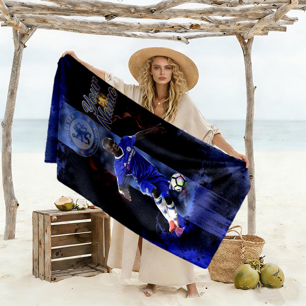 Chelsea Fc Football Player Customize Text Beach Towel Soft Durable Quick-Dry Perfect for Traveling Yoga Camping and Swimming