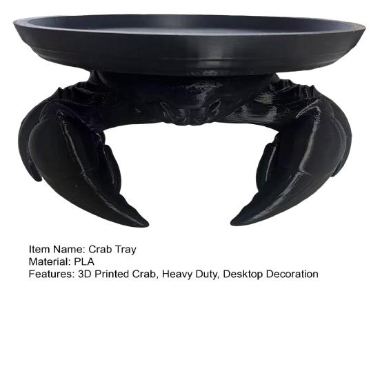 3D Printed Crab Tray Multi-purpose Jewelry Trinket Keys Storage Tray Crab Figurine Home Office Kitchen Desktop Decoration Ornament