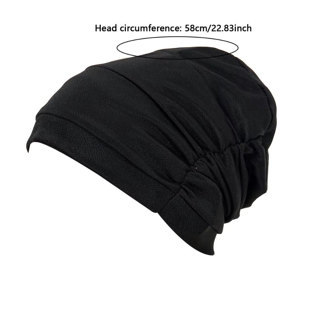 Comfortable Vintage Hijab Caps Elastic Soft Polyester Islamic Headband Breathable Wrap Style Cancer Chemo Hat Hair Loss