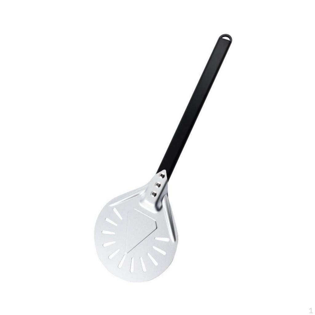 Perforated Pizza Peel Lightweight with Hanging Loop for Home Cooks L Blk Handle