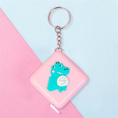 Fita métrica de desenho animado 0-150 cm 0-60 polegadas mini chaveiro portátil em forma de animal fofo fita métrica automática panda sapo porquinho tigre