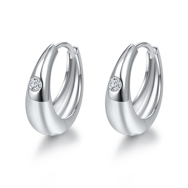 High Quality Silver Hypoallergenic 18k Gold Plated Tarnish Resistant Moissanite Plain Hoop Earrings 925 Jewelry Women