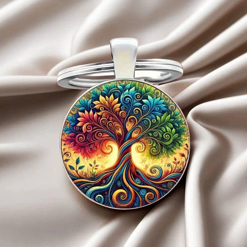 

Life Tree Glass Key Holder With Colorful Pattern For Gift Exchanges And Special Events