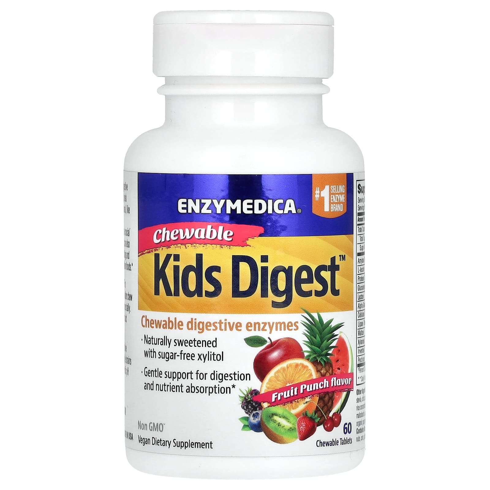 

Kids Digest, фруктовий пунш, жувальні таблетки, 60 таблеток