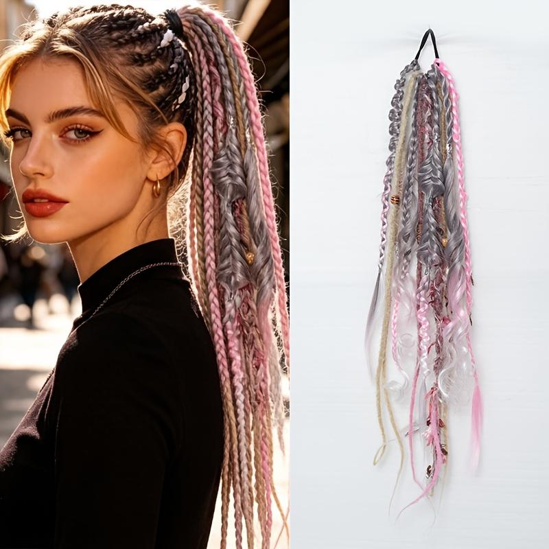 24 Inch Synthetic Handmade Braided Ponytail for Women Mixed Braid Patterns Easy Install Versatile Look Daily Party Cosplay