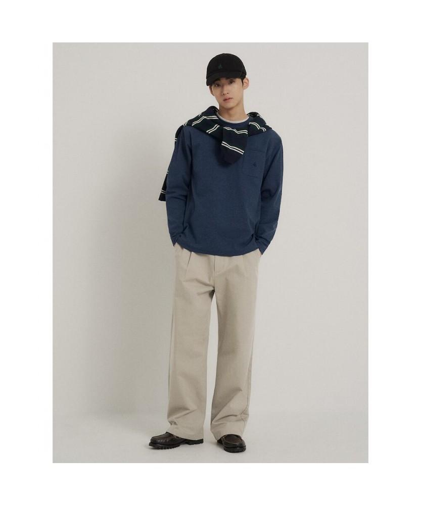 Binpolmen Melange Pocket Logo T-Shirt Navy