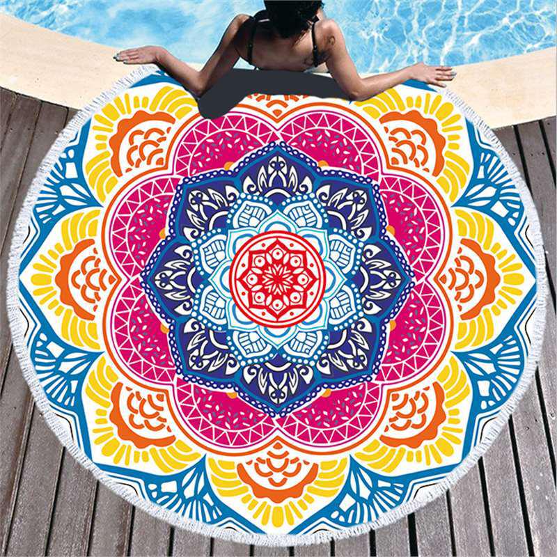 Mandala Pattern Microfiber Beach & Bath Towel - Luxurious Feel & Decorative Floor Mat