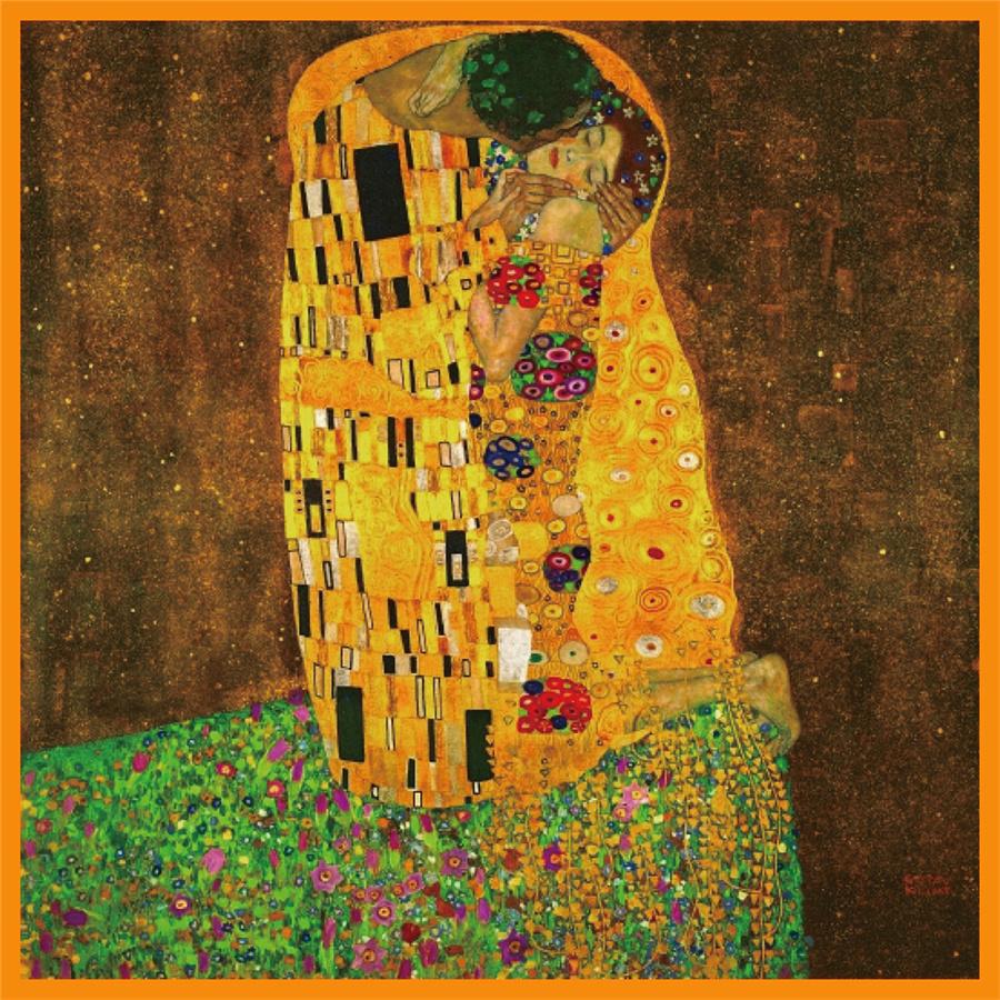 Silk Scarf Women Klimt Kiss Print Square Scarves Head Echarpes Silk Foulards Femme Wraps Beach Shawls Bandana Lady Hijabs 90CM