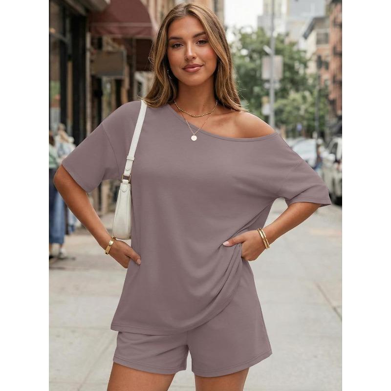 DICFY Women's Fashion Casual Summer Spring Short Sleeve Pants Suits