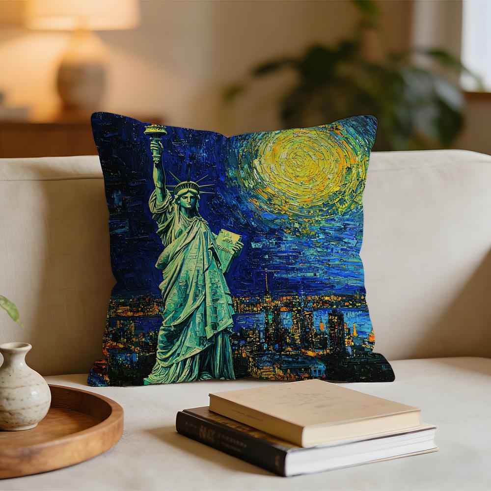 ART GGoddess of LLiberty Cushion Cover Short plush pillowcase for bed sofa carwashable