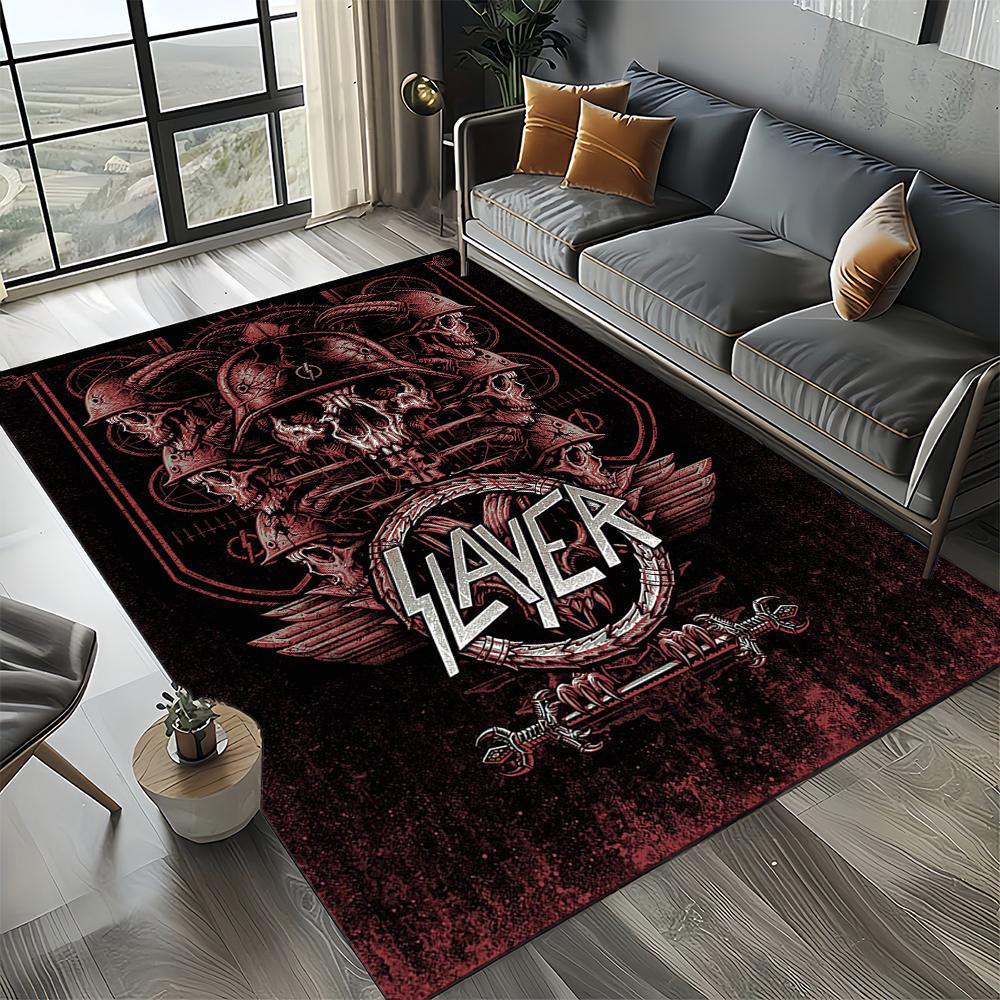 2025 New Style Slayer Heavy Metal Band Sign Carpet Rug for Living Room Bedroom Home Sofa Decoration,Kid Play Non-slip Floor Mat