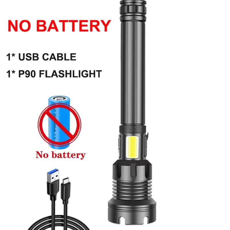 

Rechargeable LED Flashlights High Lumens Super Bright Flashlight 7 Modes with COB Work Light ,Powerful Flash Light for Outdoor P90-No Battery