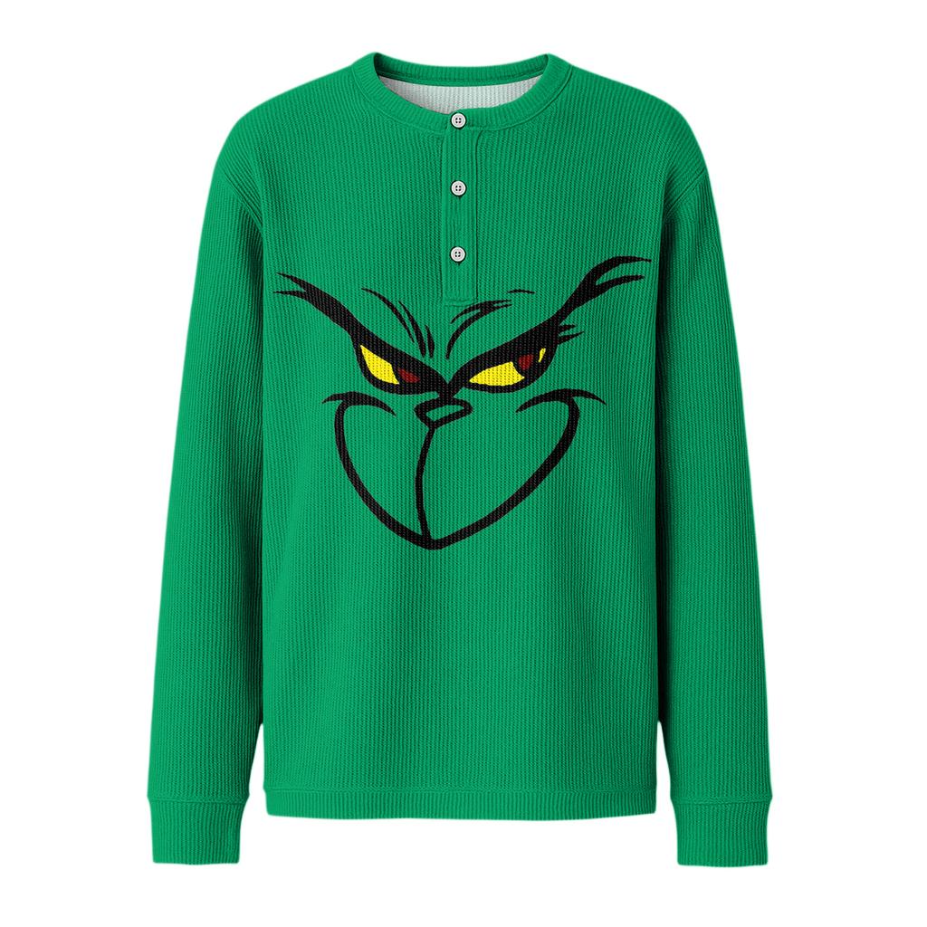 Men's Casual Knit Button-Up Long-Sleeve Shirt