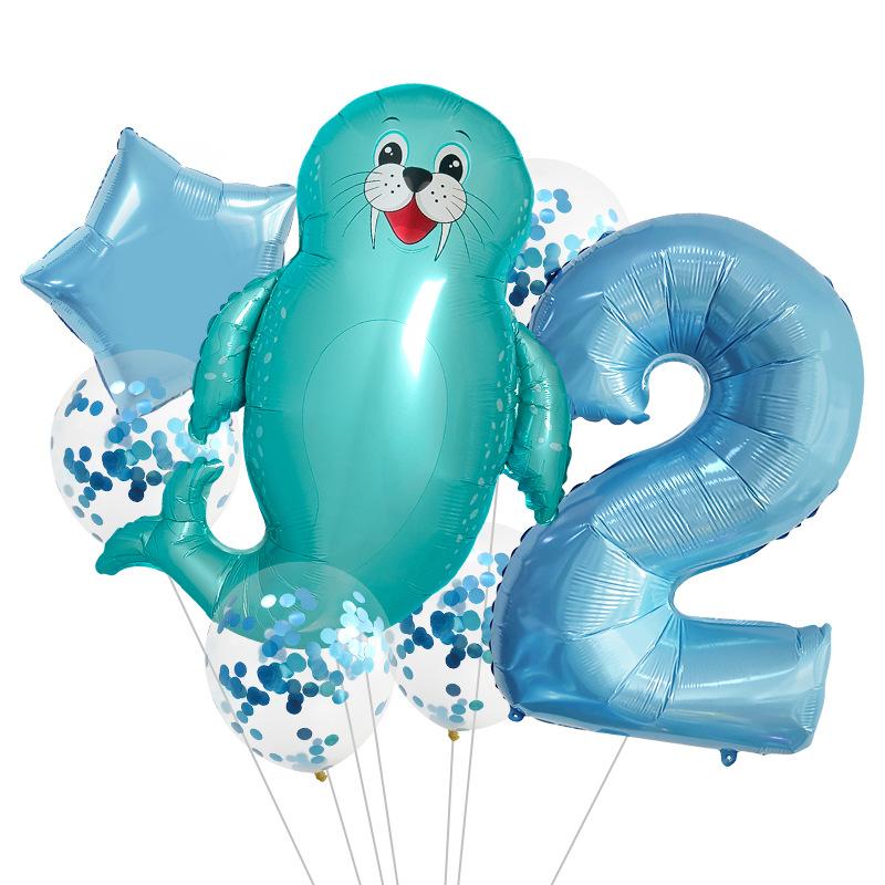 Lantern Fish Shark Whale Benny Crab Year Old Aluminum Film Balloon Digital Balloon Bundle