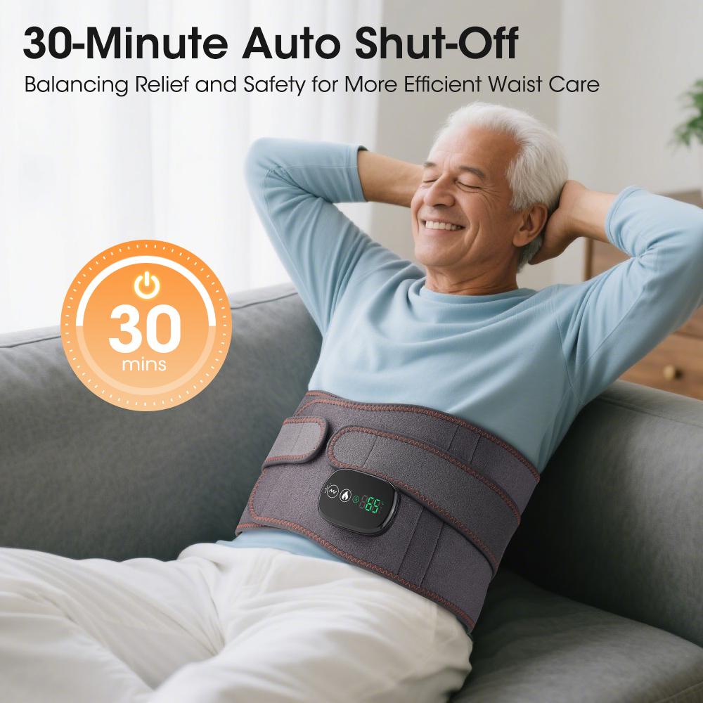 Wireless Electric Heating Waist Massage Belt Red Light Vibration Lumbar Brace Spine Decompression Massager Back Support Belt