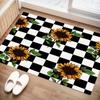 1PC Sunflower Checkered Printed Door Mat Kitchen Mat, Dustproof Carpet, Entrance Mat, Bedroom, Living Room, Garden, Decoration