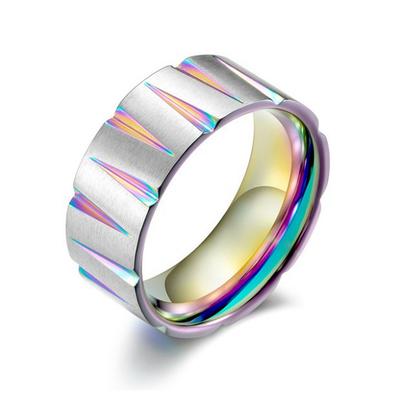 Domineering Men Rings 8mm Wedding Band  Pure Carbide Titanium Engagement Ring for Men Brushed Mate Center Jewelery