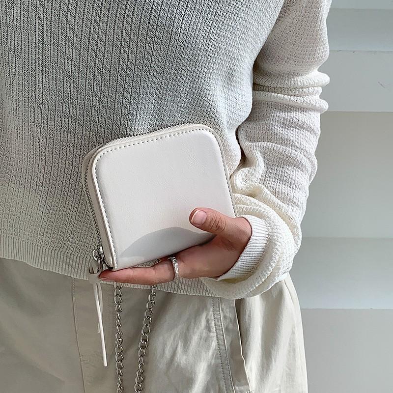 Korean Ins Style Fashionable Women's Short Square Bag Simple Chain Cross-body High-end Card Change Purse