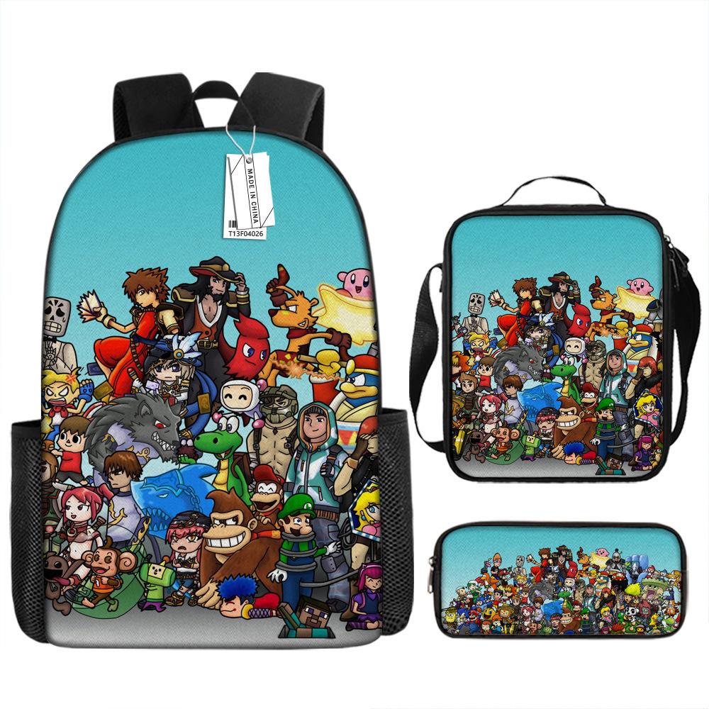Retro Game Printing Backpack Sports Burden Reduction Backpack For Primary And Secondary School Students Large-Capacity Schoolbag pencil bag
