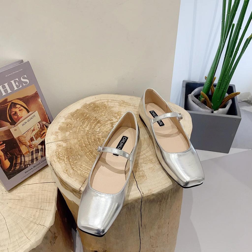 Fashion Flat Shoes for Women 2025 Spring Autumn Mary Janes Shoes Square Toe Shallow Casual Ladies Shoes Women's Plus Size 41-43 loafers