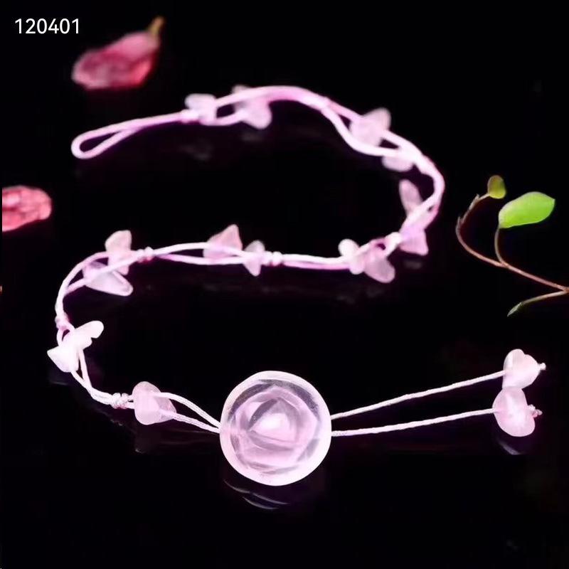 Женский этнический кристальный браслет на щиколотку: Фиолетовый, Розовый, Желтый с дизайном в виде цветка розы