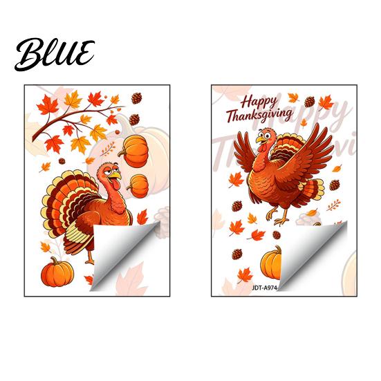 Festival Atmosphere Layout Supplies Thanksgiving Static Window Clings Cartoon Double Turkey Pumpkin Maple Leaf No‑Glue Seasonal Home Party