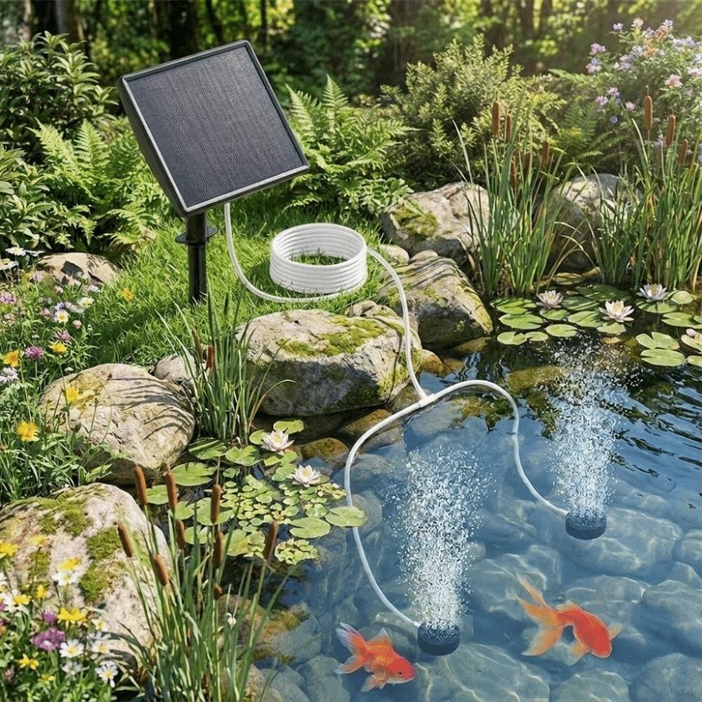Low Noise Solar Oxygen Pump Solar/USB Powered Durable Aquarium Air Pump High Efficiency Long Battery Life Air Pump Aerator Pond