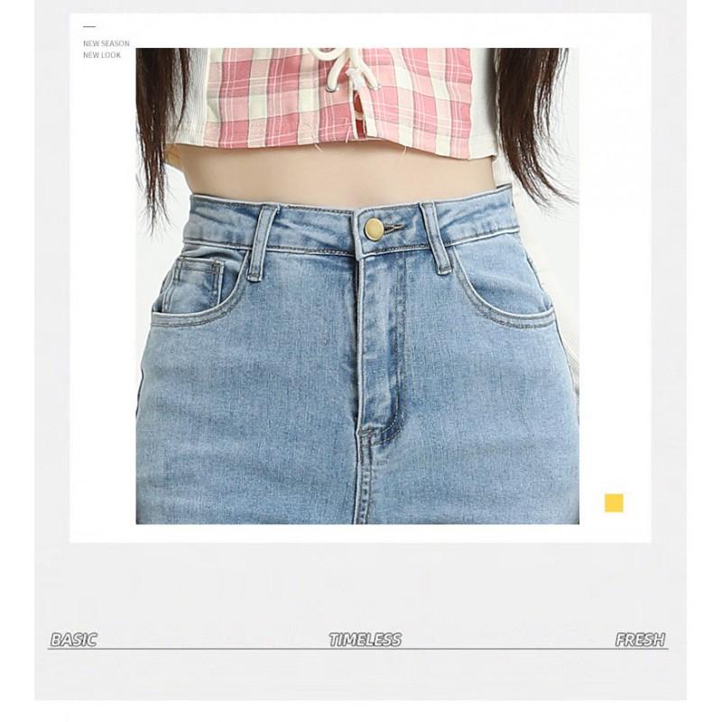 High-Waisted Stretch Denim Flare Jeans Women Streetwear Slim Fit Blue Long Pants