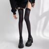 Șosete Albe de Vară Până Sus la Coapsă - Jartieră Sexy Neagră/Albă din Mătase, Peste Genunchi