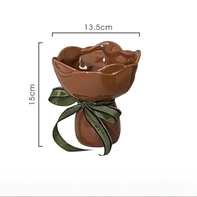 Ceramic Vase Rose Flower Shaped ,Desk Decorati Flowers Bouquet for Home Girding Decorative Floral Vases Room Aesthetic Decor