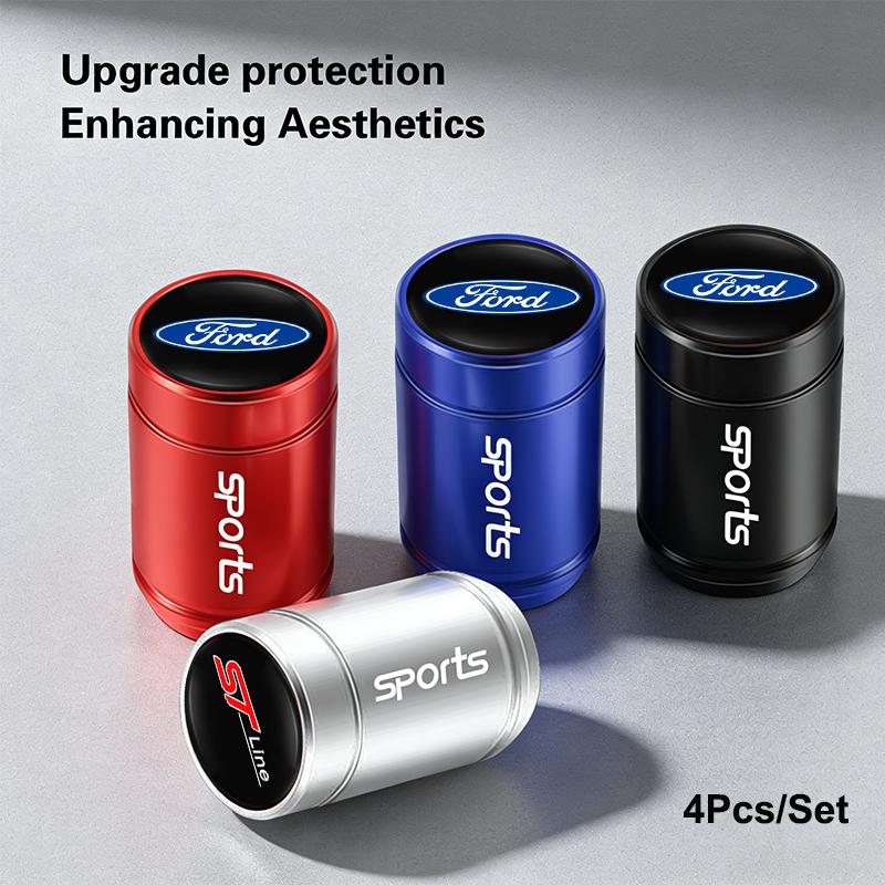 4Pcs Car Wheel Tire Valve Caps Tyre Rim Stem Dustproof Covers For Ford ST Line Focus Fiesta Puma Ranger Kuga MK7 MAX F150 Mondeo knsh65