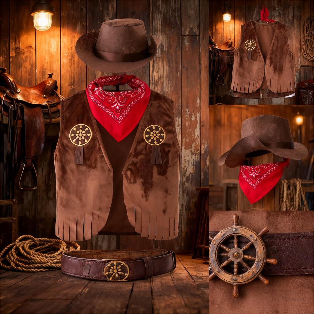 Cowboy and Cowgirl Costume Set Includes and Foldable Hat Perfect for Western Halloween School and 4 Styles [RUIXIA1] Kids' (2-Piece Set, 3-Piece Set)